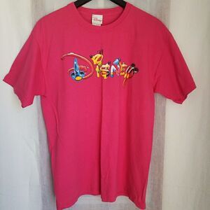 Vintage Y2K Disney Store T-shirt Men's Size L Pink Mickey Mouse Short Sleeve
